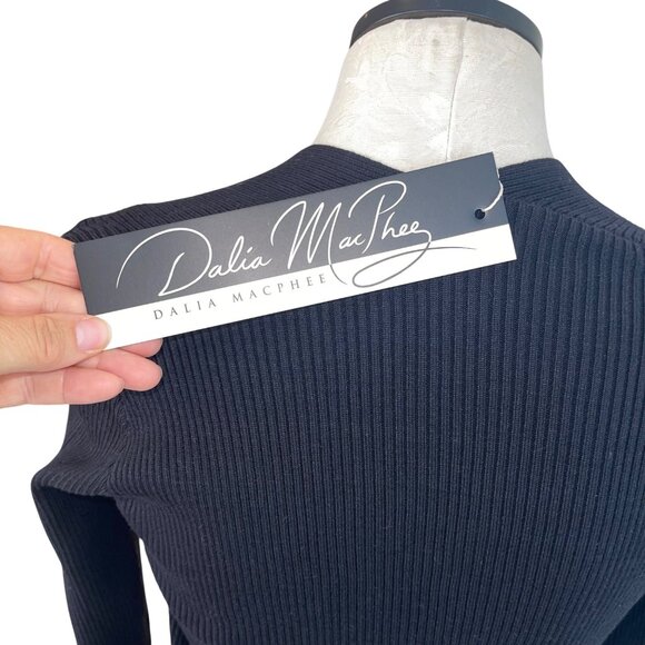 Dalia MacPhee Womens Skirt Dress Size Large Black Knit Accordian Floral New - Picture 6 of 9